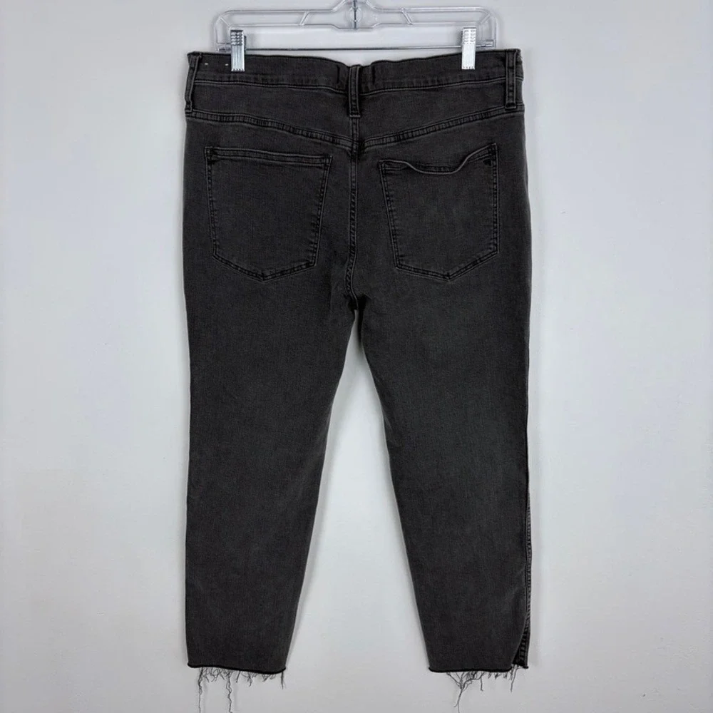 Madewell Stovepipe Jeans Banberry Wash Raw Hem Gray Denim Stretch High Rise 32P